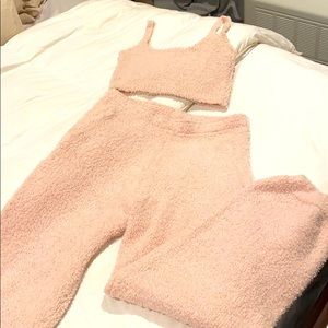 Skims Cozy Knit Dusk Bralette and Jogger set
